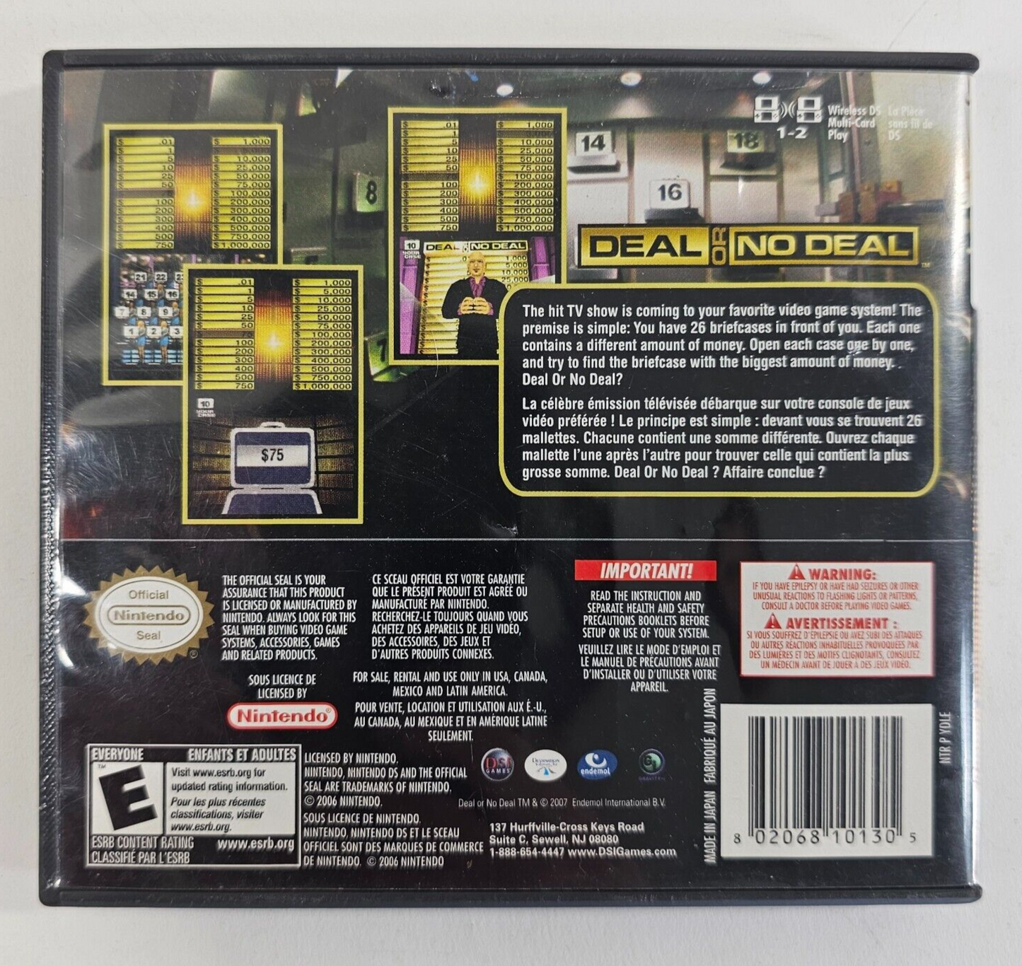 Deal or No Deal (Nintendo DS, 2007) Game Case Manual Insert - Tested