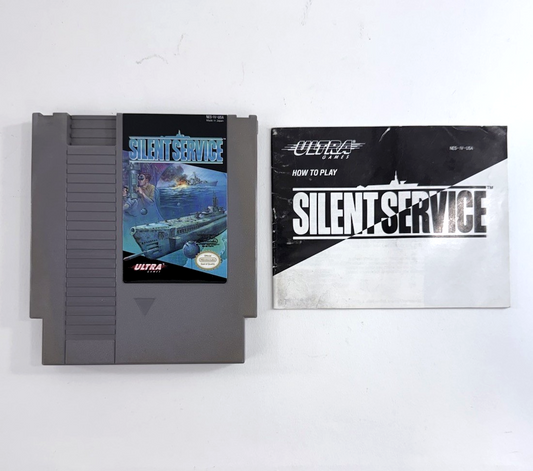 Silent Service (Nintendo Entertainment System, 1989) Game and Manual - Tested