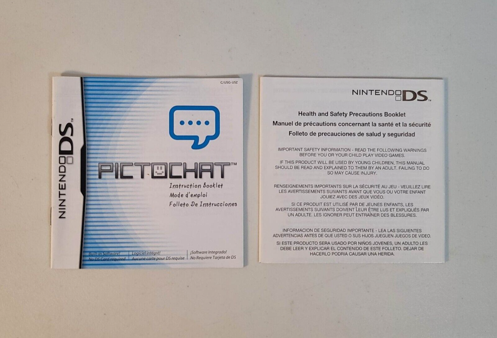 Pictochat (Nintendo DS) Manual and Precautions Booklet