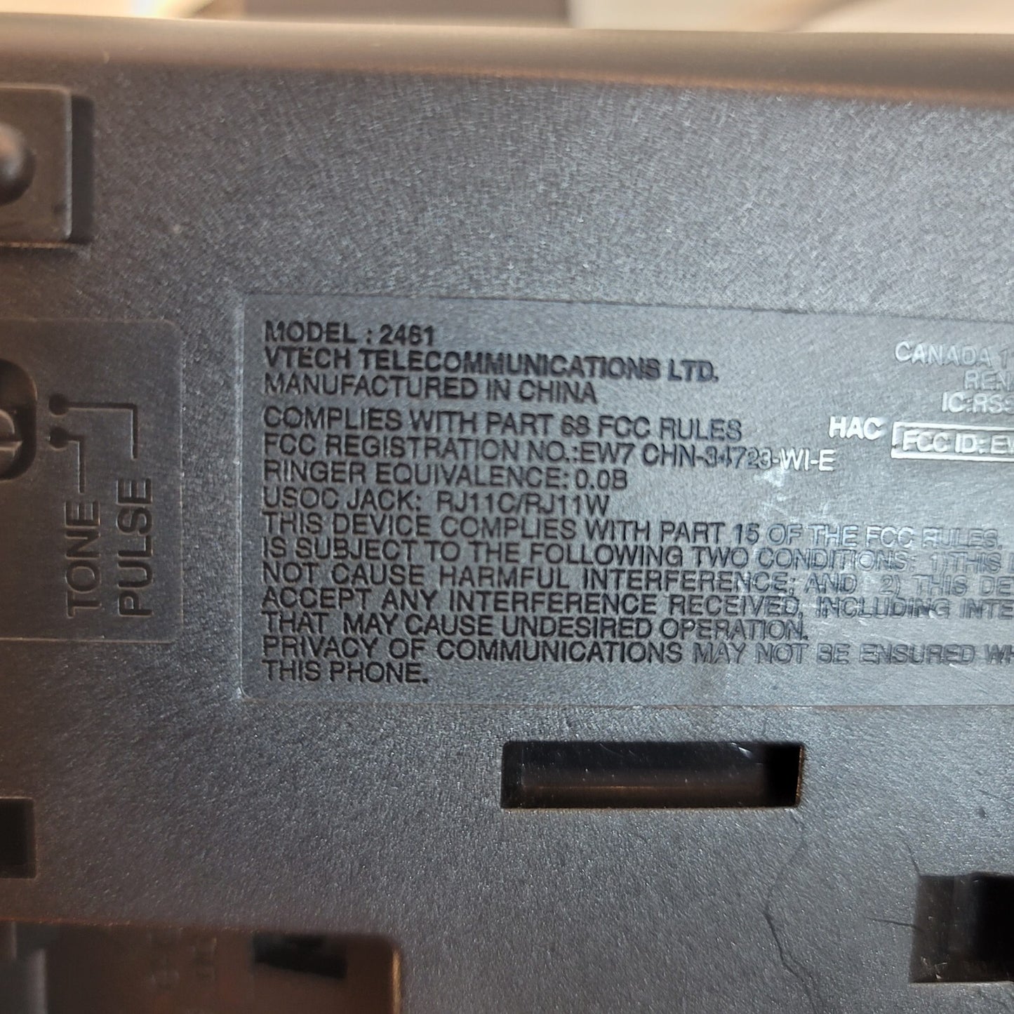 VTech 2.4V GIGA PHONE Cordless Phone Charging Base Model 2461 and Power Supply