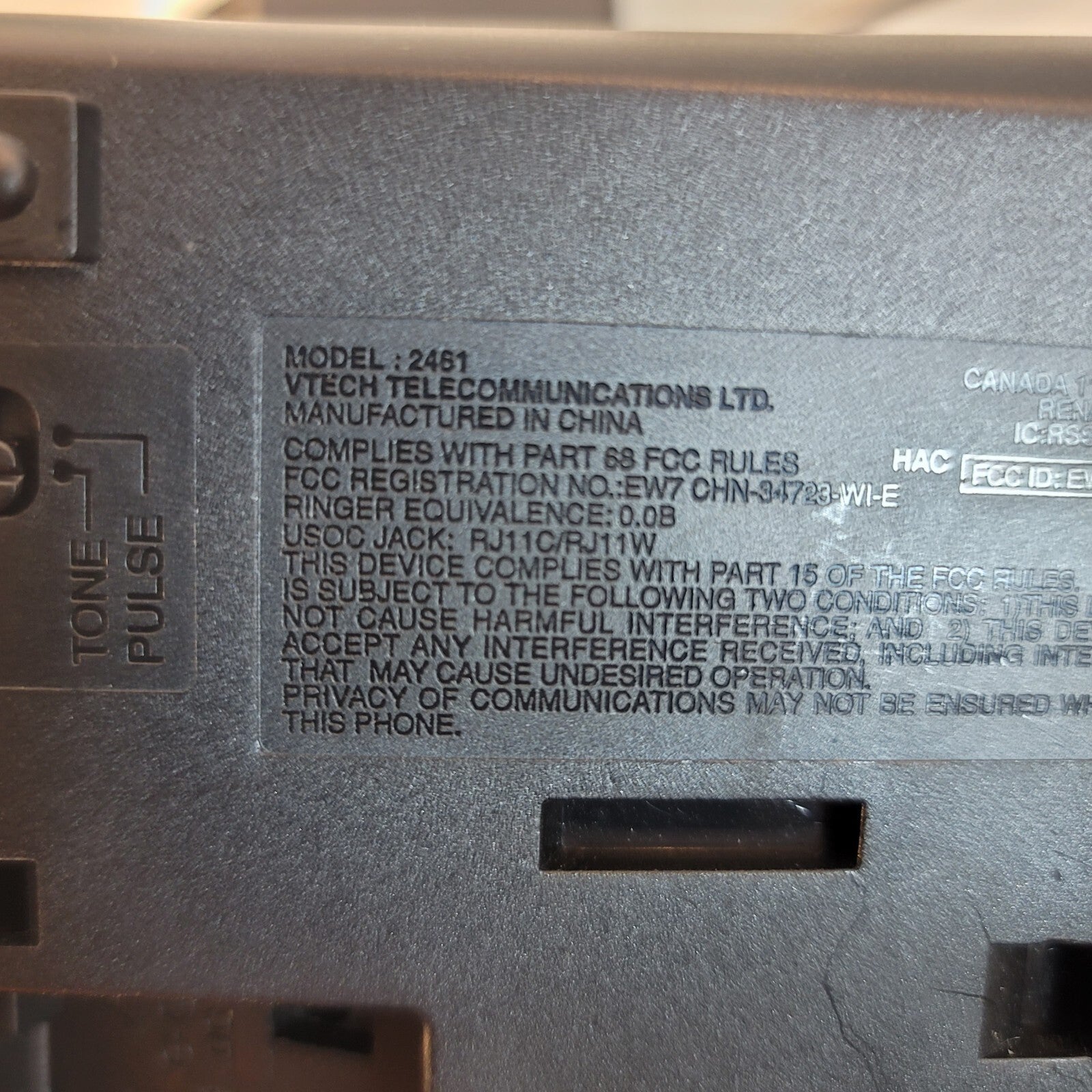 VTech 2.4V GIGA PHONE Cordless Phone Charging Base Model 2461 and Power Supply