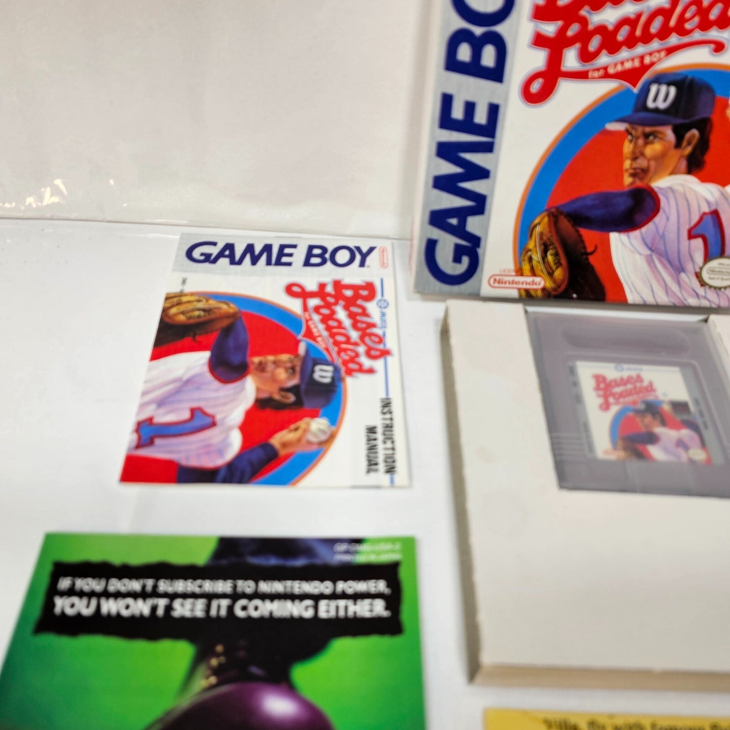 Bases Loaded (GameBoy, 1990) Game Box Manual Inserts Poster Registration -Tested