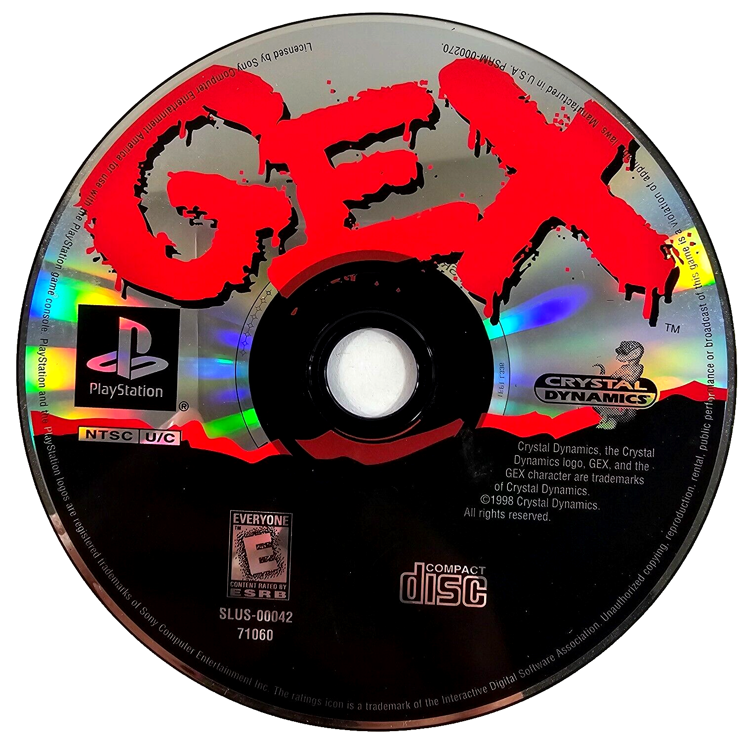 Gex (Sony PlayStation 1, 1996) Game, Case, and Back Cover Art - No Manual