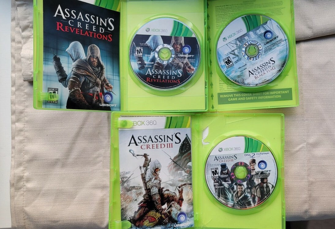 Assassins Creed III Collection Lot Xbox 360 and Black Flag Revelations XB360