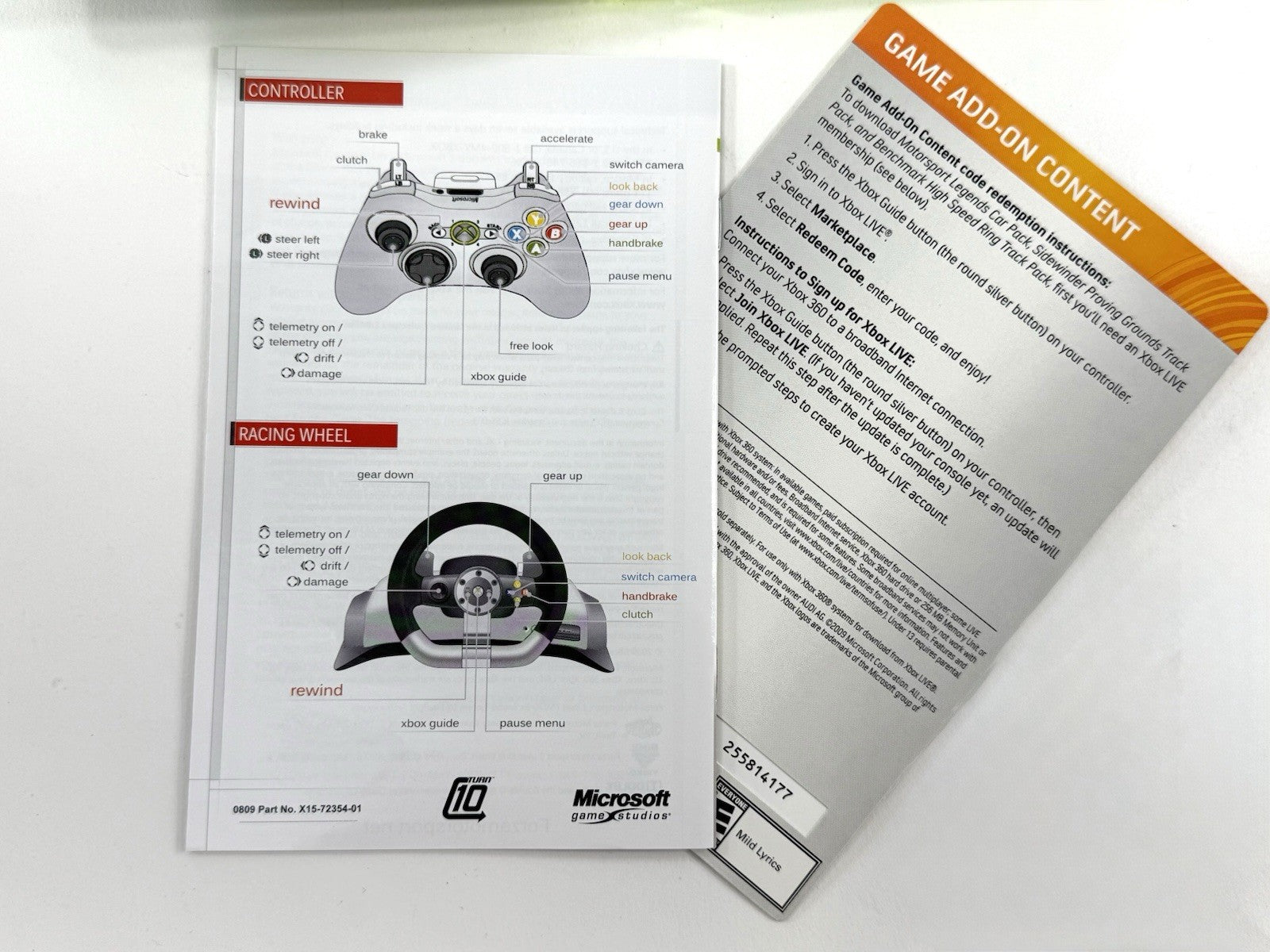Forza Motorsport 3 (Microsoft Xbox 360, 2009) Game Case Manual Insert - Tested