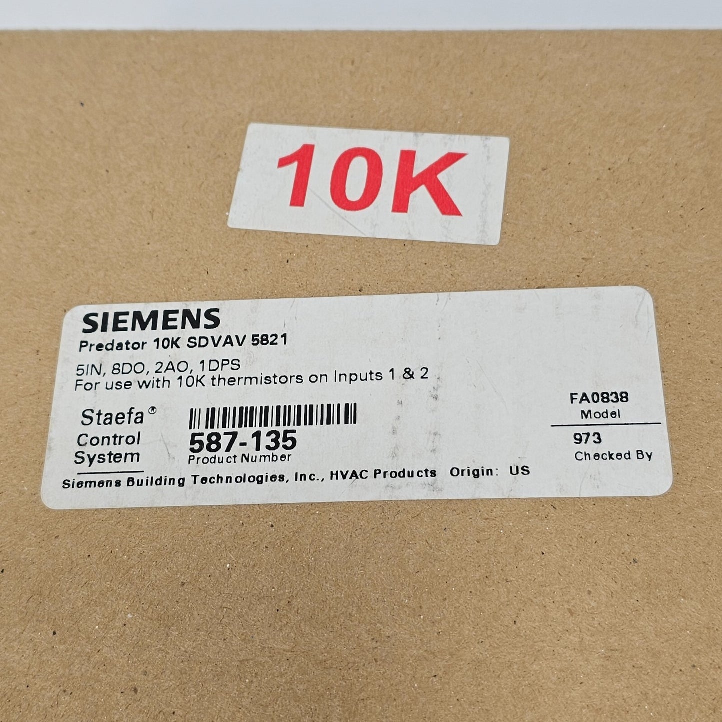 SIEMENS / Staefa Control Systems 587-135 / 587135 Predator 10K SDVAV 5821 Talon