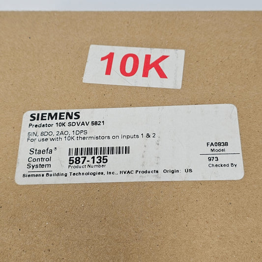 SIEMENS / Staefa Control Systems 587-135 / 587135 Predator 10K SDVAV 5821 Talon