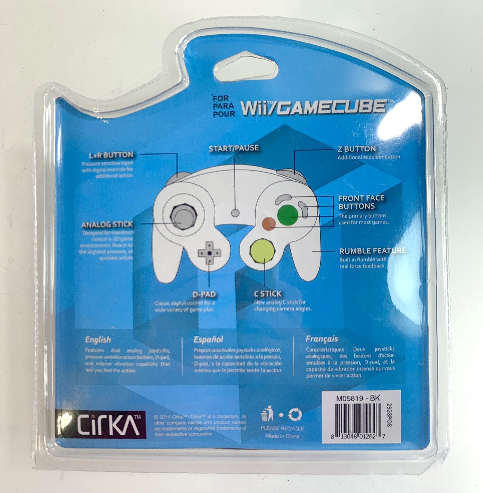 Cirka M05819-BK Black Wired Controller for GameCube/Nintendo Wii - New