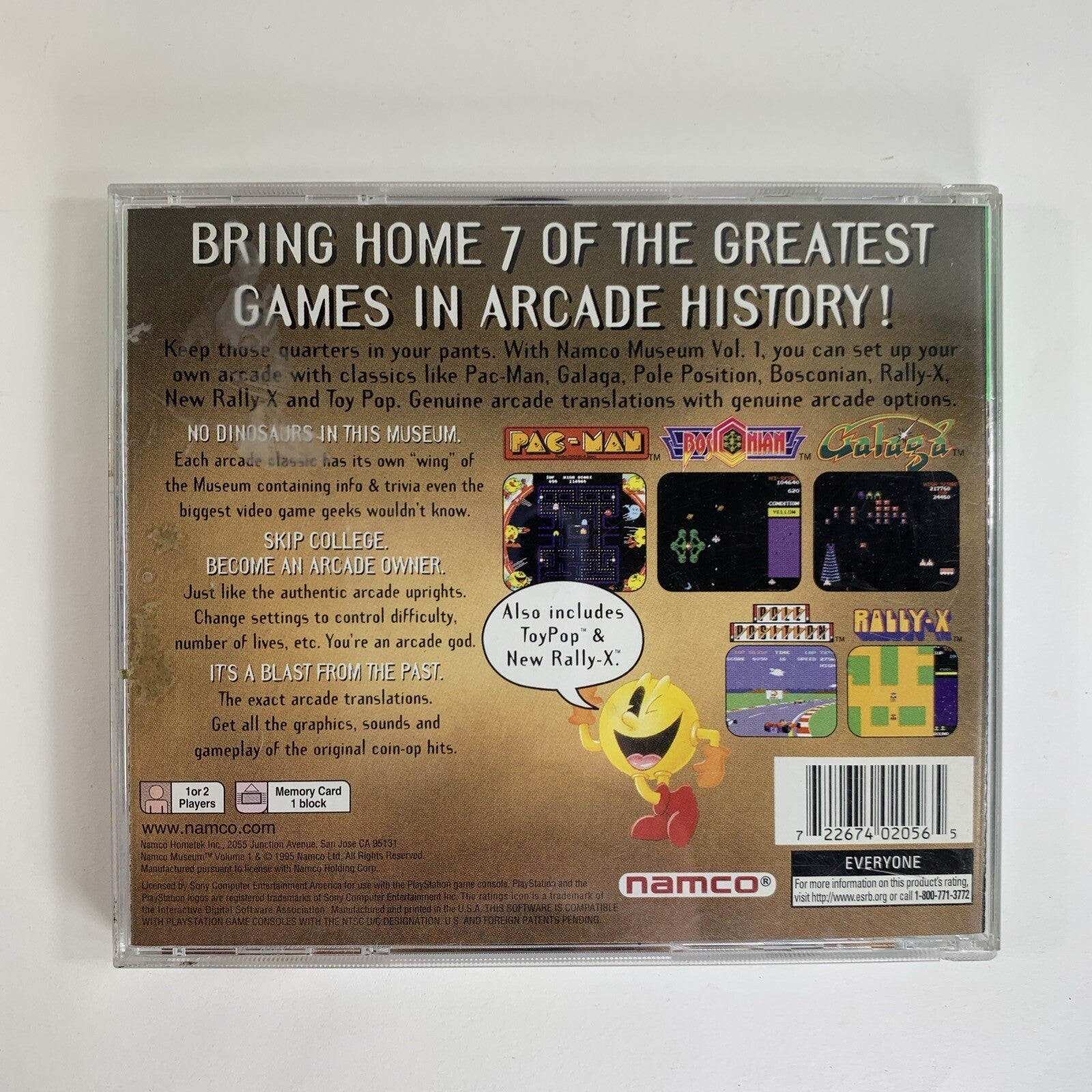 Namco Museum Vol. 1 (Sony PlayStation 1, 1995) Game Case Manual Registration CIB