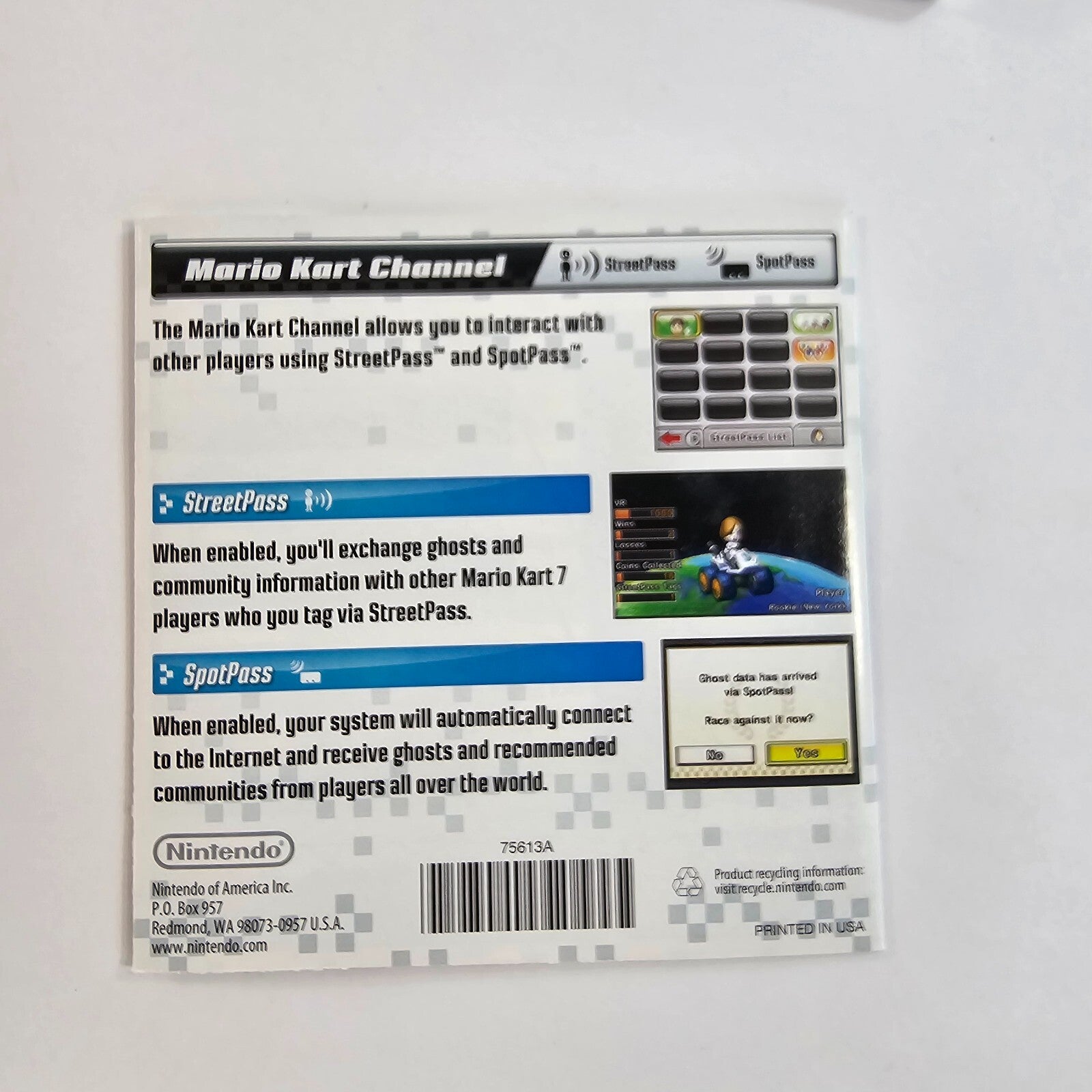 Mario Kart 7 (Nintendo 3DS, 2011) Game Case Manual Inserts - Tested and Working