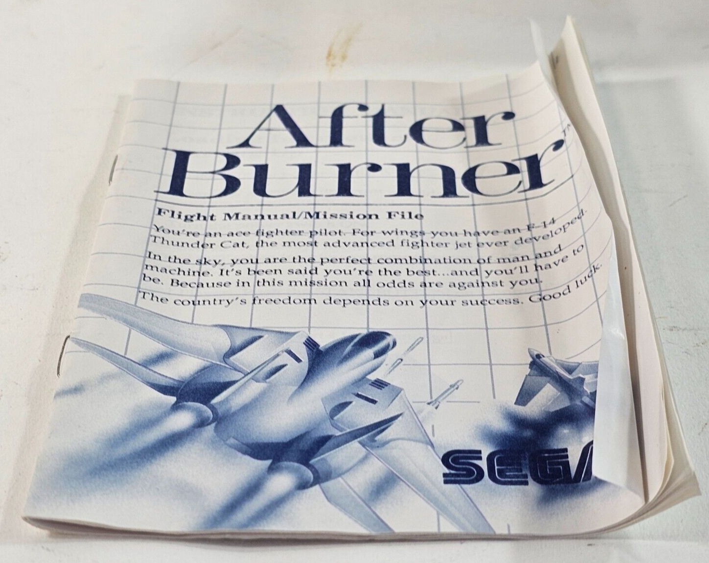After Burner (Sega Master System, 1988) Game Case Manual Poster - Tested