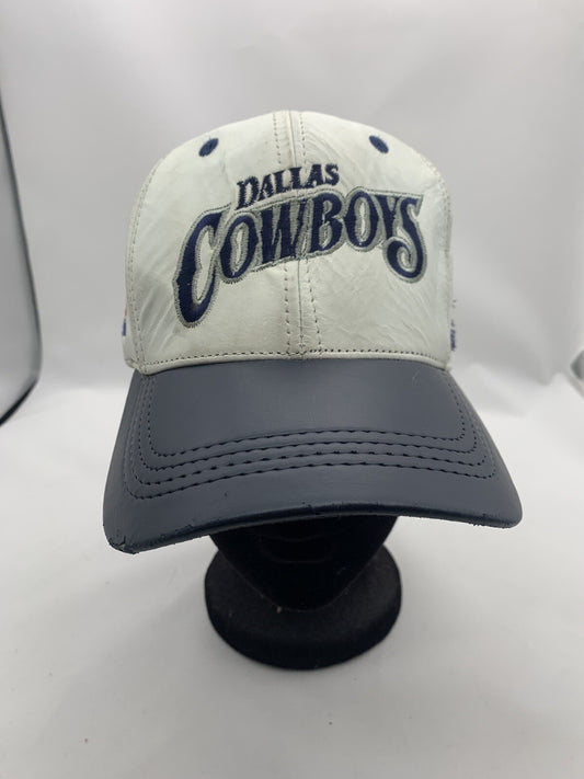 Vintage Dallas Cowboys Logo NFL  "GENUINE  LEATHER"   Snapback Hat Cap 1990's