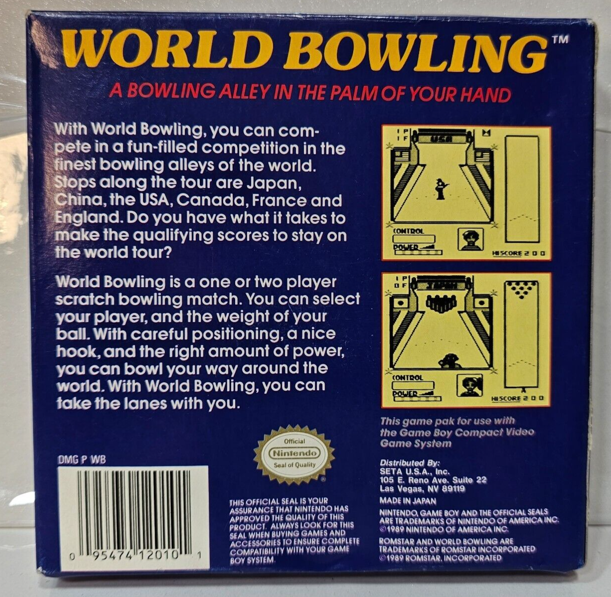 World Bowling (Nintendo Game Boy, 1990) Game Box Manual Poster Inserts - Tested