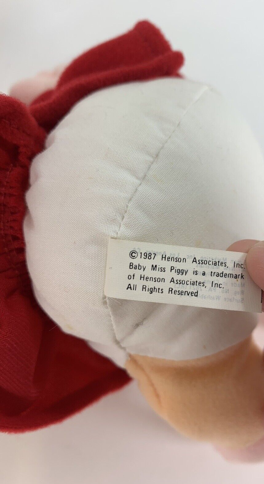 1987 Muppet Baby Miss Piggy Vintage Plush Christmas Doll 9" Jim Henson