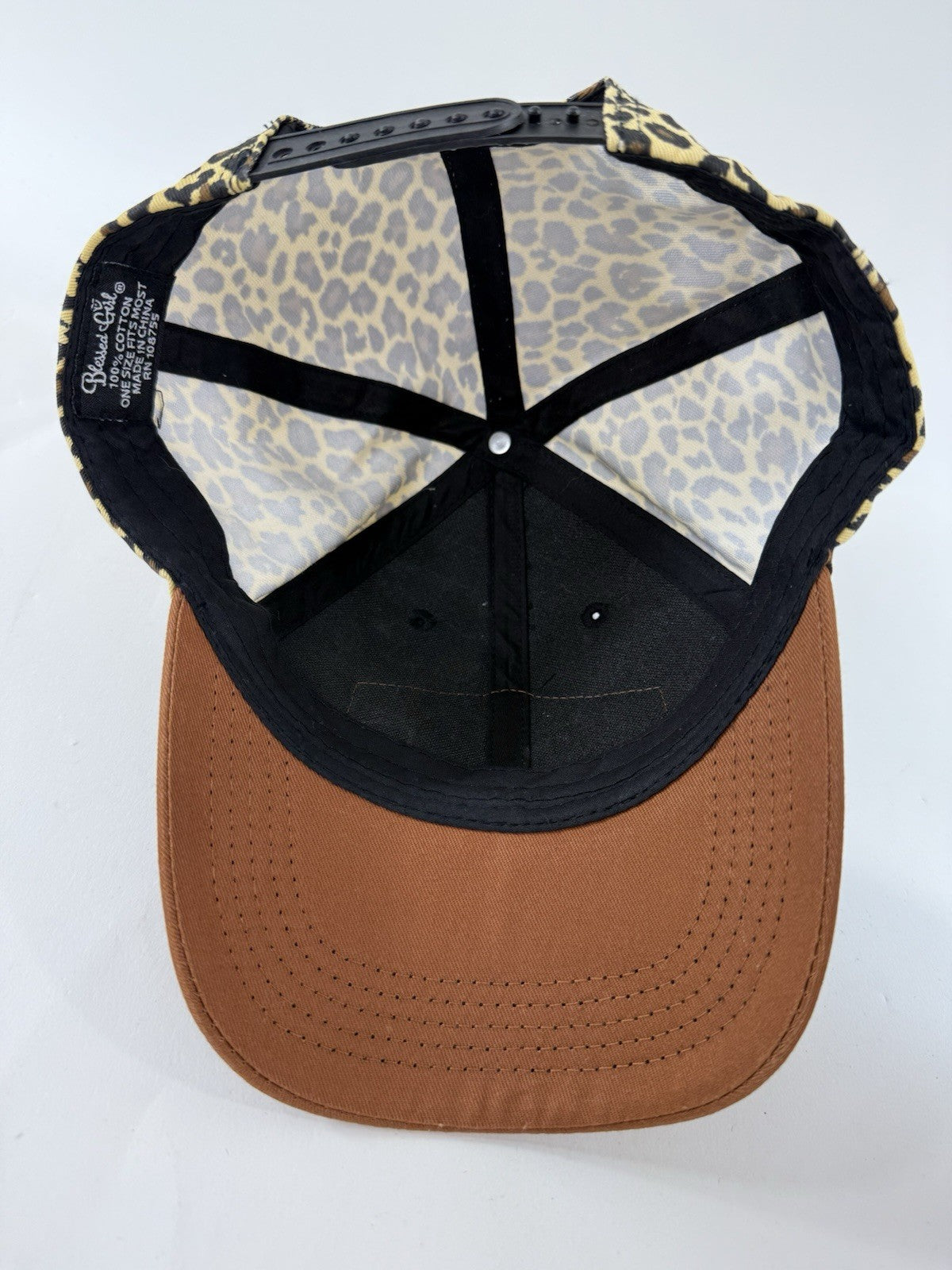 Blessed Girl 'Amazing Grace' Leopard Print and Leather One Size Baseball Cap