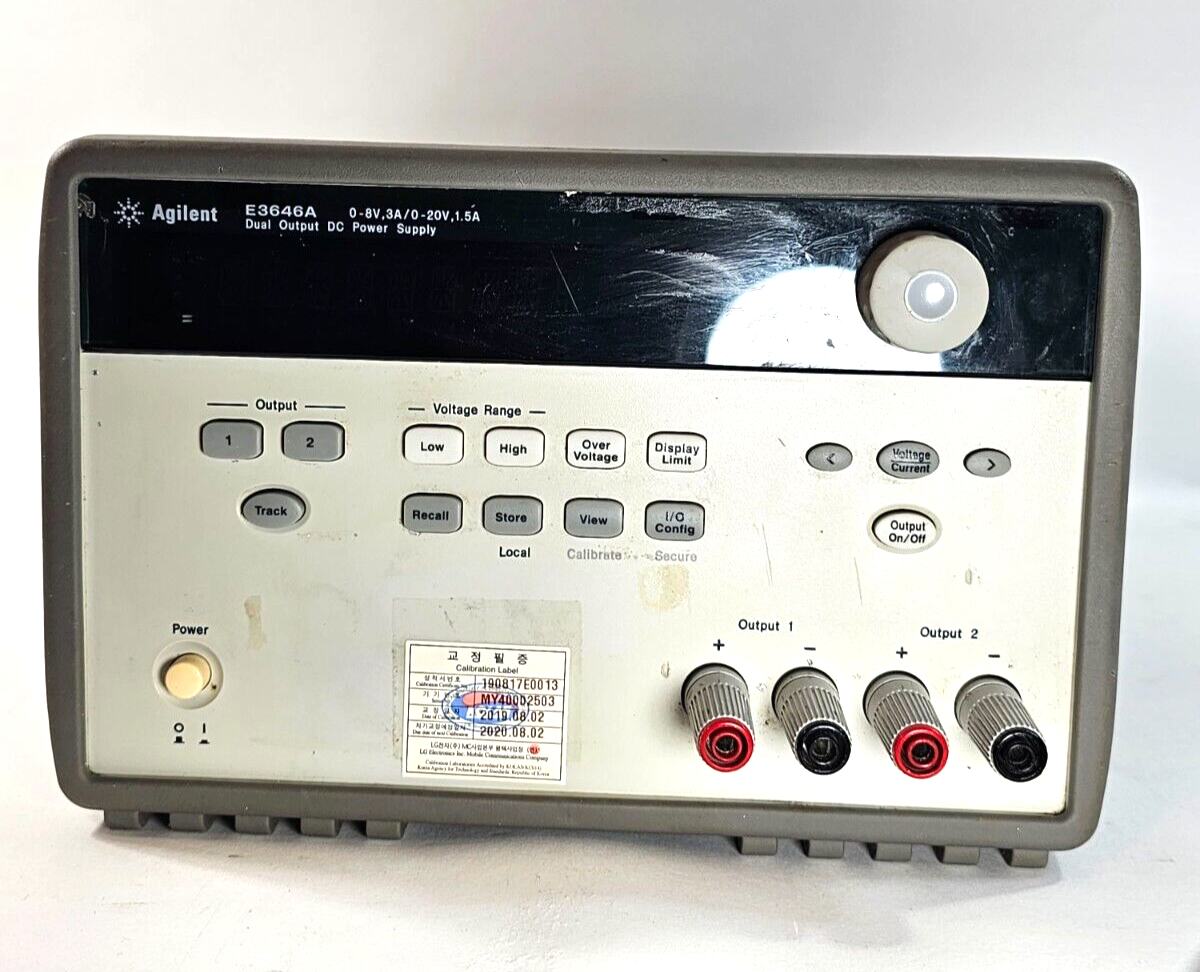 Agilent E3646A Dual Output DC Power Supply 0-8V,3A/0-20V,1.5A - Tested - 2503