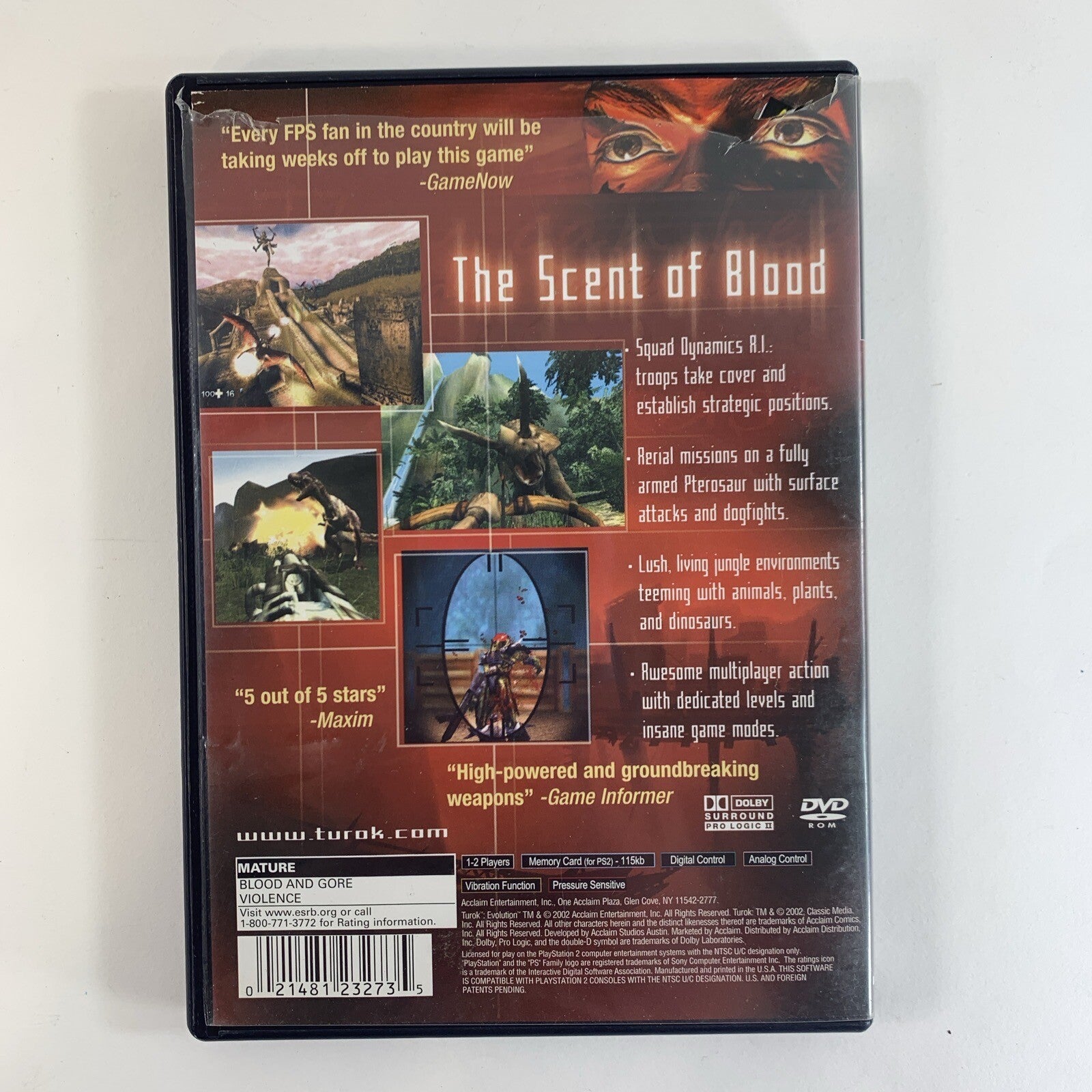 Turok: Evolution (Sony PlayStation 2, 2002) Game Case Manual Registration Card