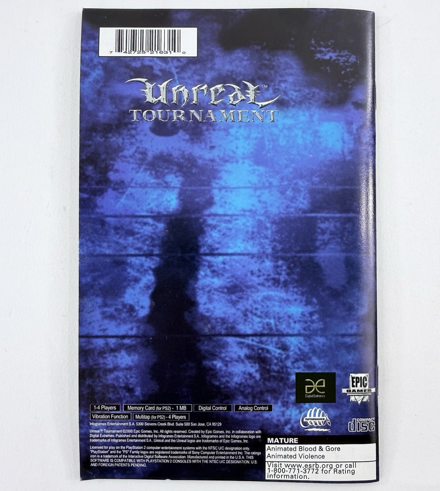 Unreal Tournament (Sony PlayStation 2, 2000) Game, Case, & Manual - Tested