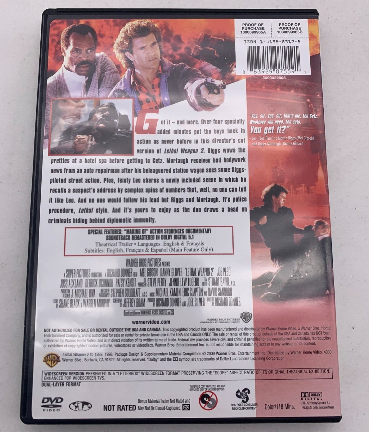 Lethal Weapon 1, 2, and  3 (DVD bundle)