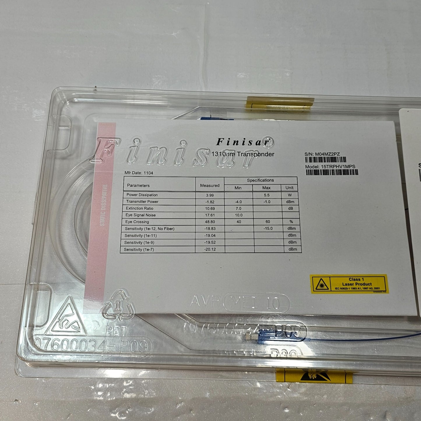 Finisar 1310nm Transponder 15TRPHV1MPS New Sealed