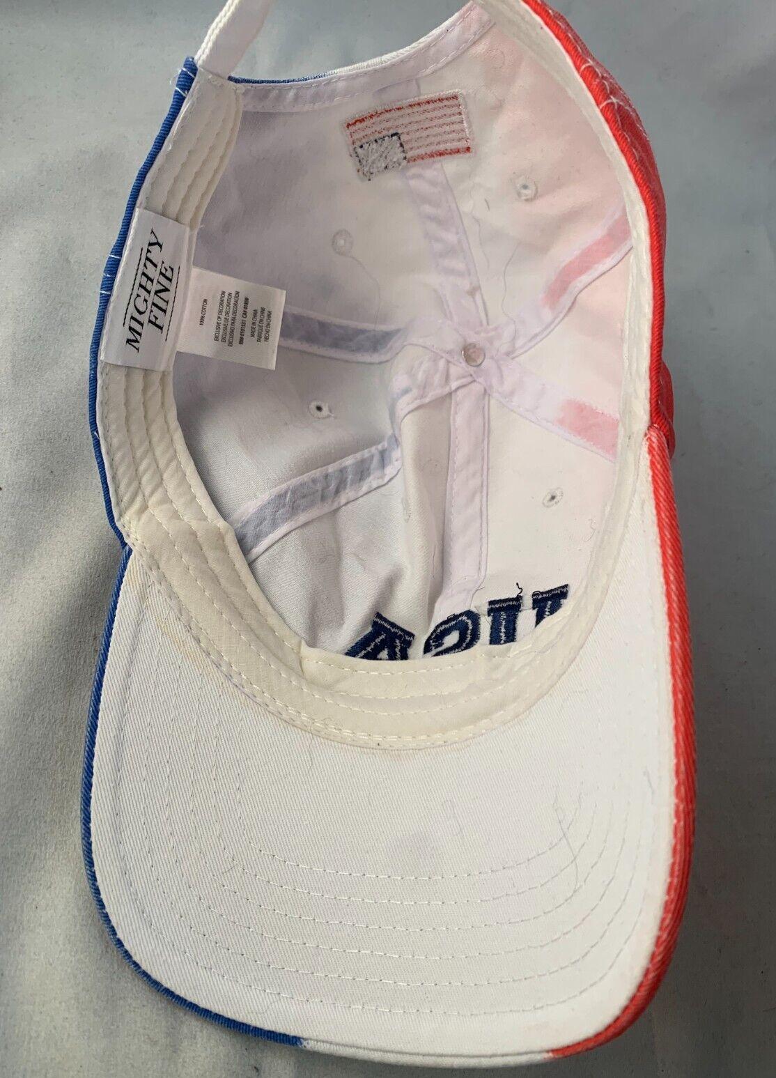 Mighty Fine Adjustable USA Red White and Blue Hat with American Flag Embroidery