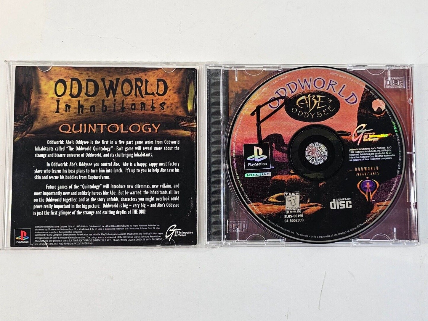 Oddworld: Abe's Oddysee (Sony PlayStation, 1997) Game Case Manual Registration
