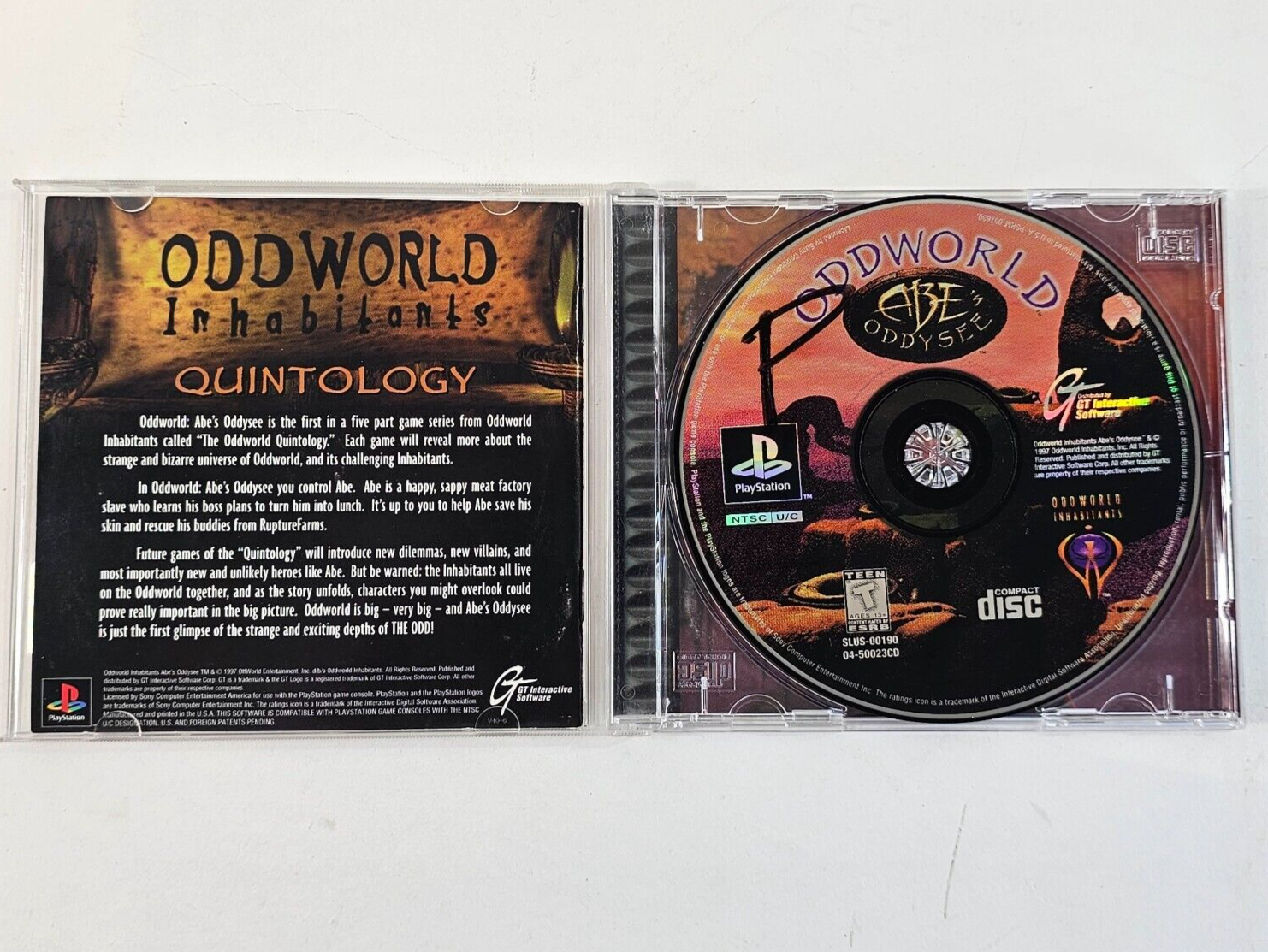 Oddworld: Abe's Oddysee (Sony PlayStation, 1997) Game Case Manual Registration