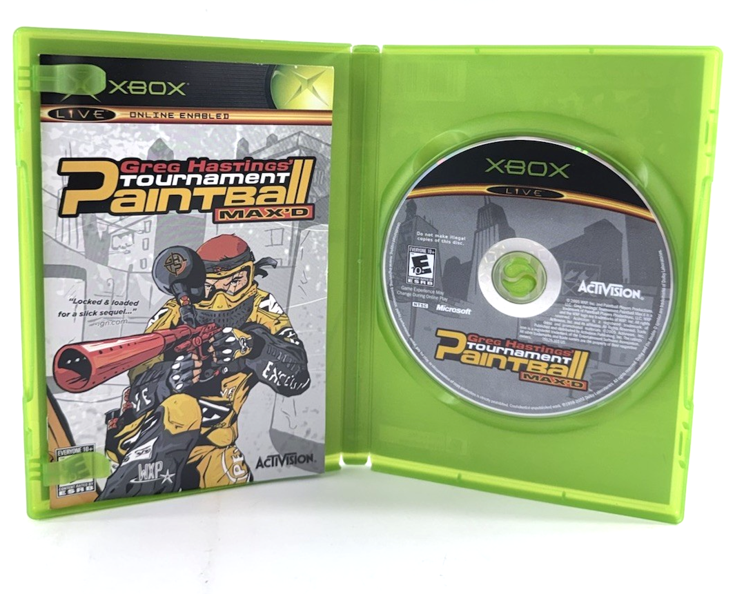 Greg Hastings' Tournament Paintball Max'd (Xbox, 2005) Game, Case, Manual, Reg.