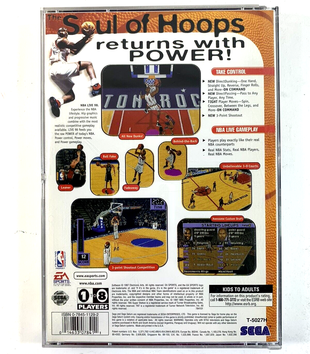 NBA Live 98 (Sega Saturn, 1997) Game Case Manual - Tested and Working