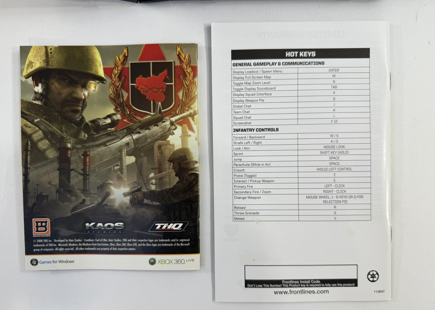 Frontlines: Fuel of War (PC, 2008) Game Discs, Case, Manual, Insert, Key