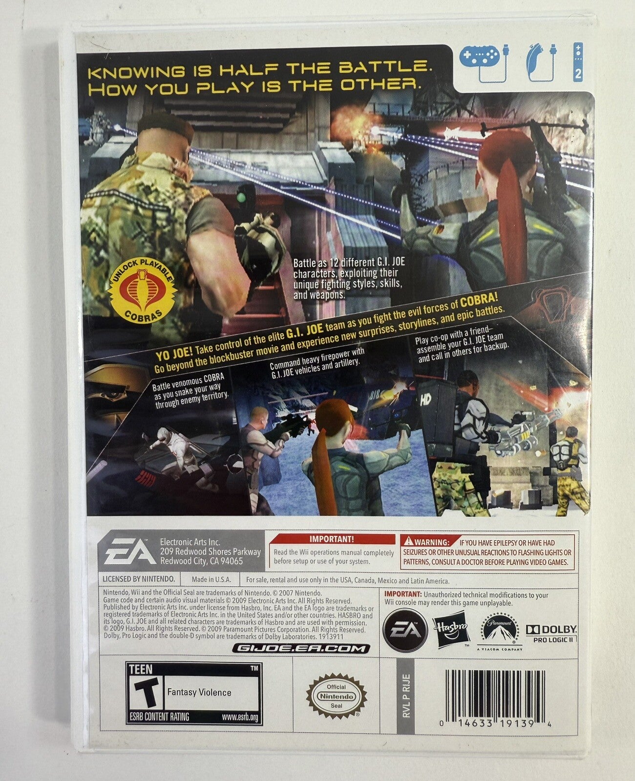G.I. Joe: The Rise of Cobra (Nintendo Wii, 2009) Game Case Manual Insert -Tested