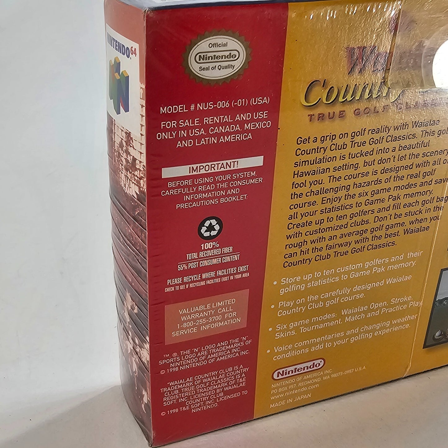 True Golf Classics: Waialae Country Club Nintendo 64, 1998 New READ DESCRIPTION