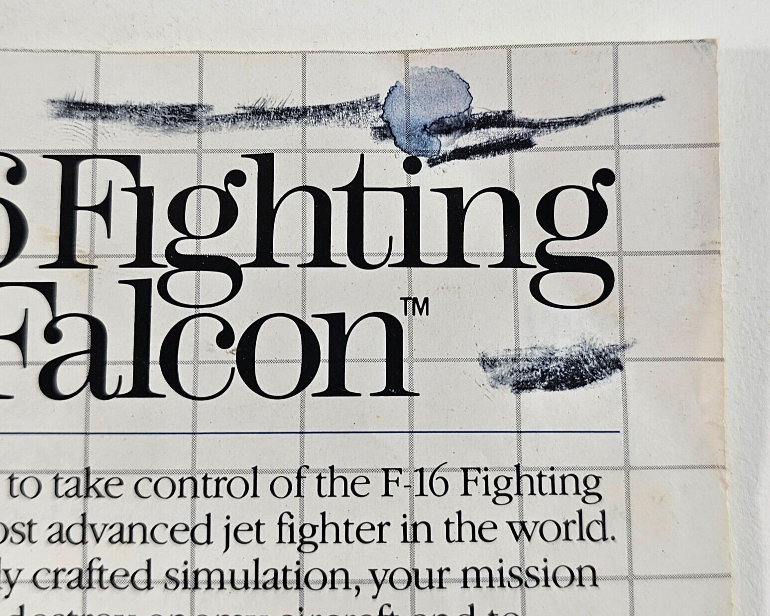 F-16 Fighting Falcon (Sega Master System, 1986) Game Card, Case, Manual - Tested