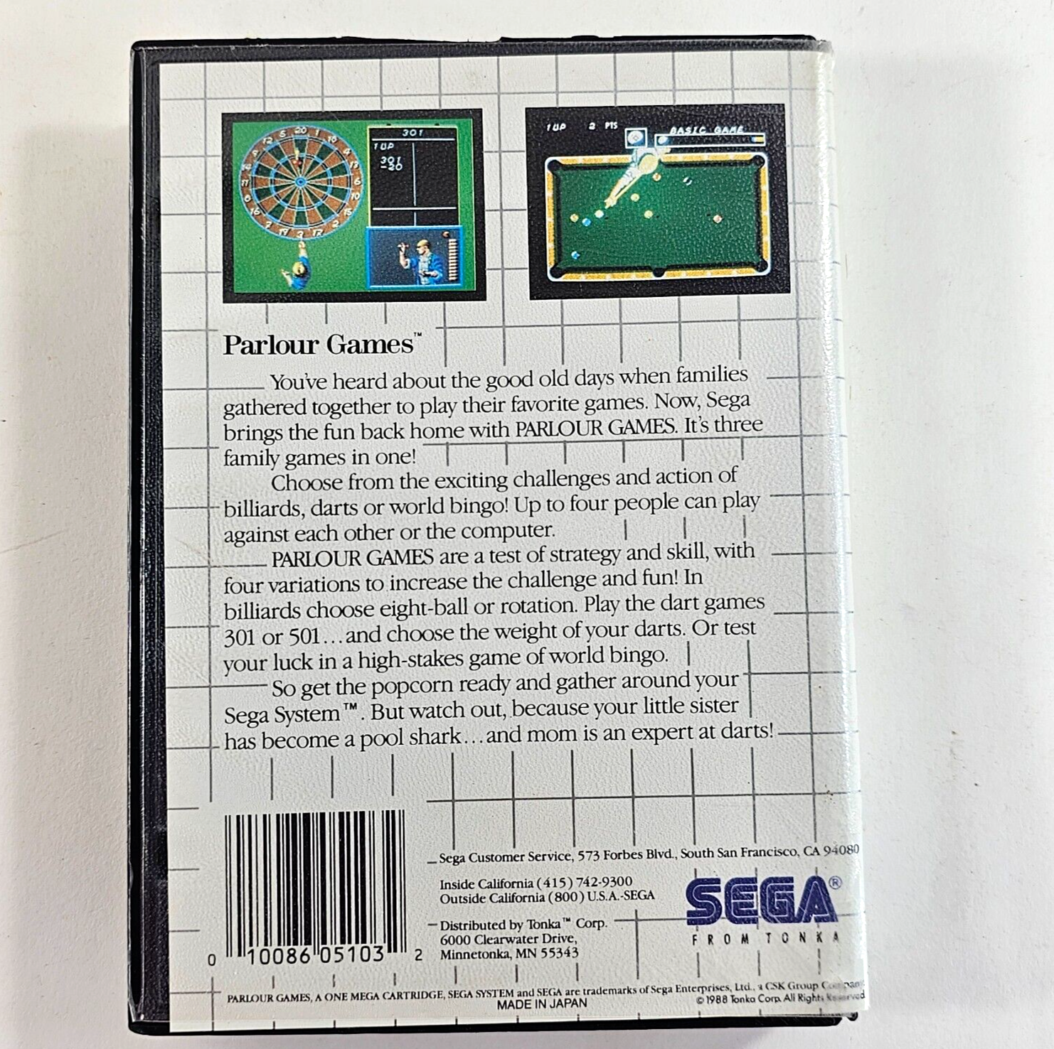 Parlour Games (Sega Master System, 1988) Game Case Manual - Tested and Working
