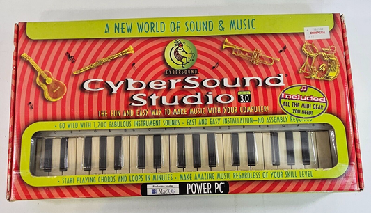 Vintage Cybersound MIDI Musical Keyboard 37 key CD 1 Cable Mac Power PC