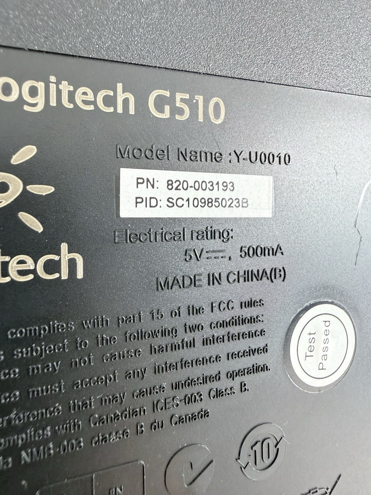 Logitech G510 Y-U0010 Wired USB Gaming Keyboard - Tested And Working