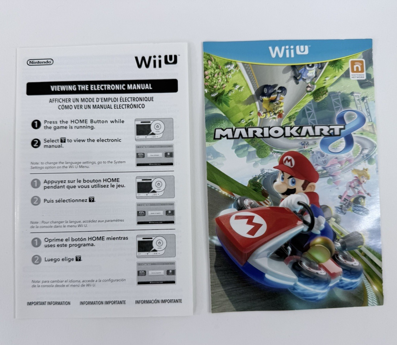Mario Kart 8 (Nintendo Wii U, 2014) Game Case Manual Insert - Tested and Working
