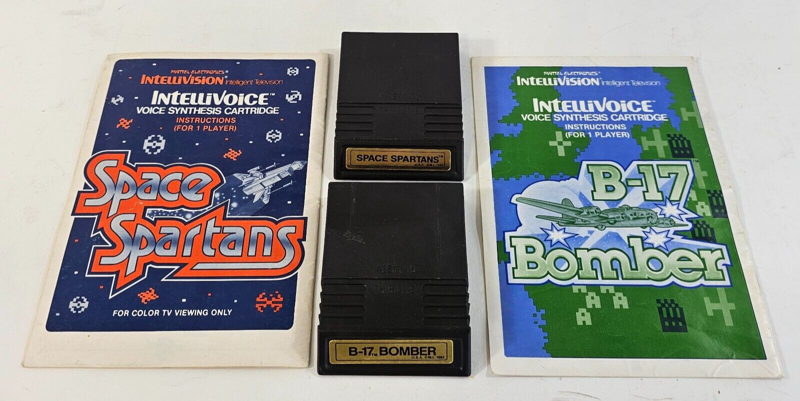 Space Spartans (Intellivision bundle) B-17 Bomber Game Cartridges and Manuals
