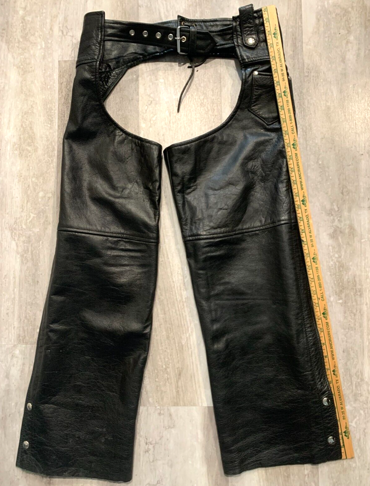 Biker’s Club Leather Chaps Motorcycle Riding Pants Black Biker Unisex XS