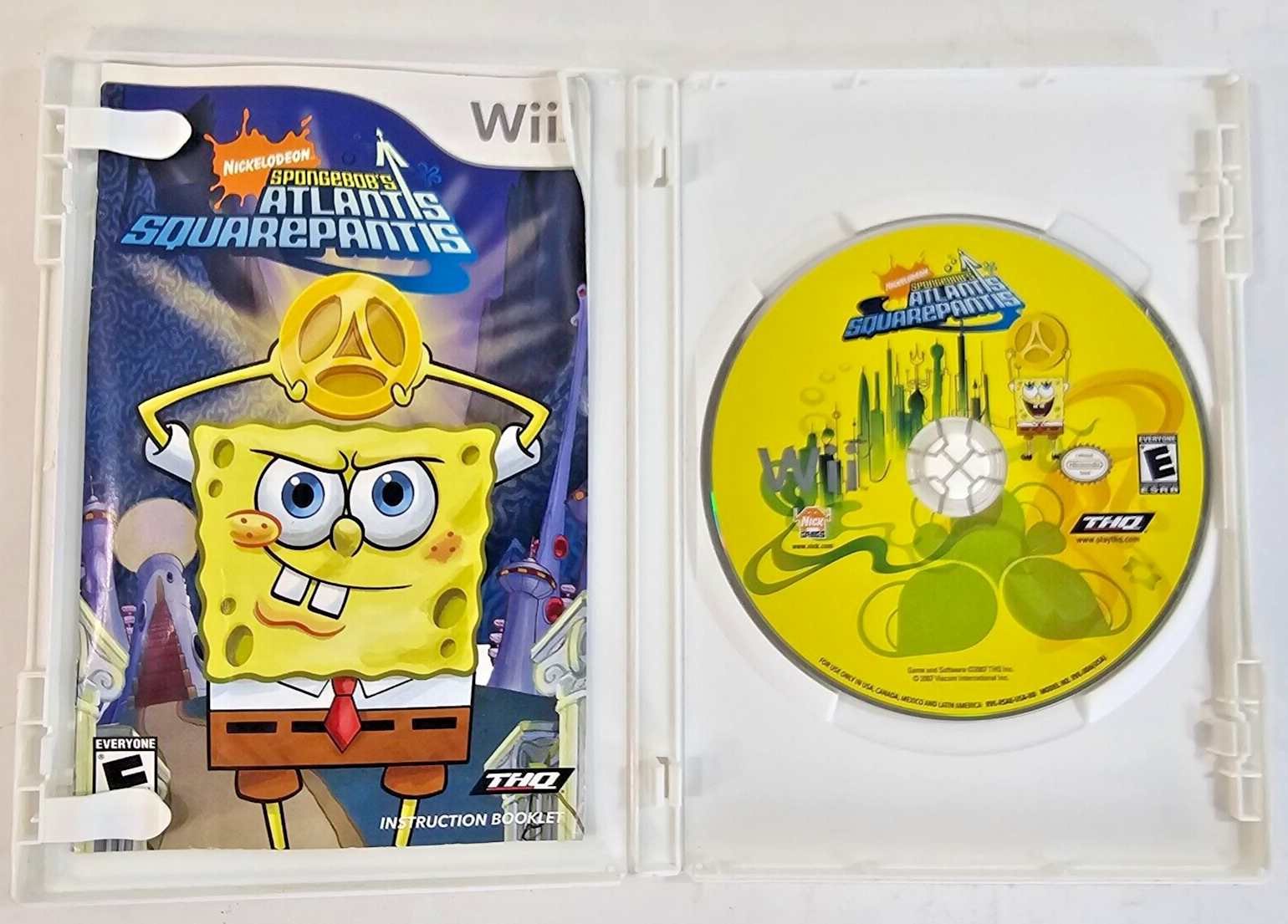 SpongeBob's Atlantis SquarePantis (Nintendo Wii, 2007) Game Case Manual - Tested