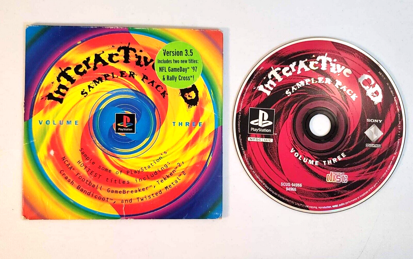 PlayStation Interactive Sampler Vol. 3 (Sony PlayStation, 1996) Disc and Sleeve