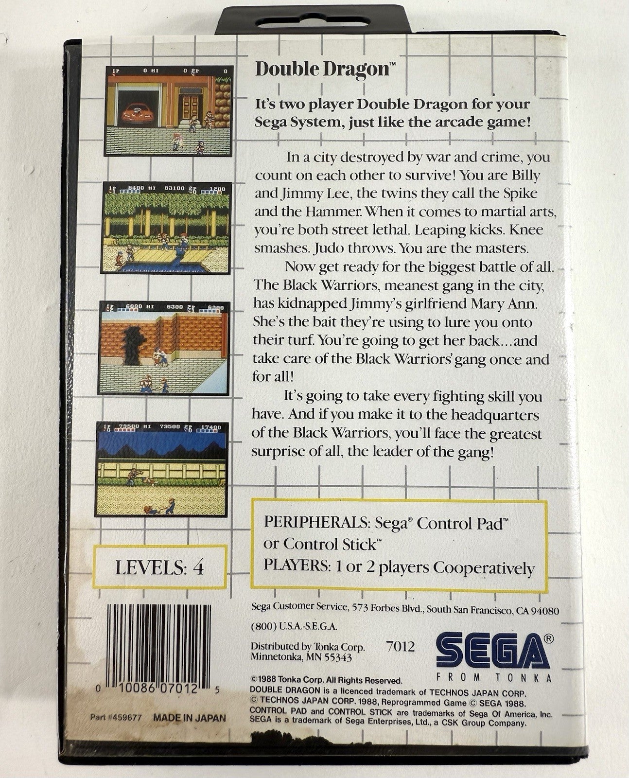 Double Dragon (Sega Master System, 1988) Game Case Manual - Tested and Working