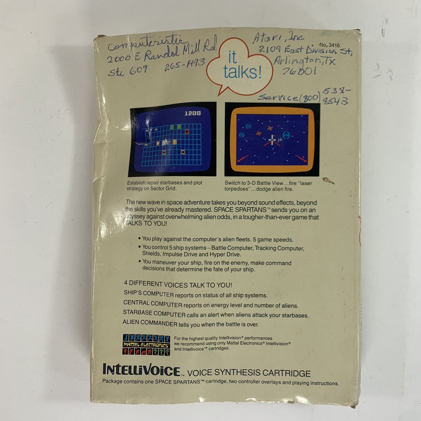 Space Spartans (Intellivision, 1982) Game Box Manual Overlays Complete