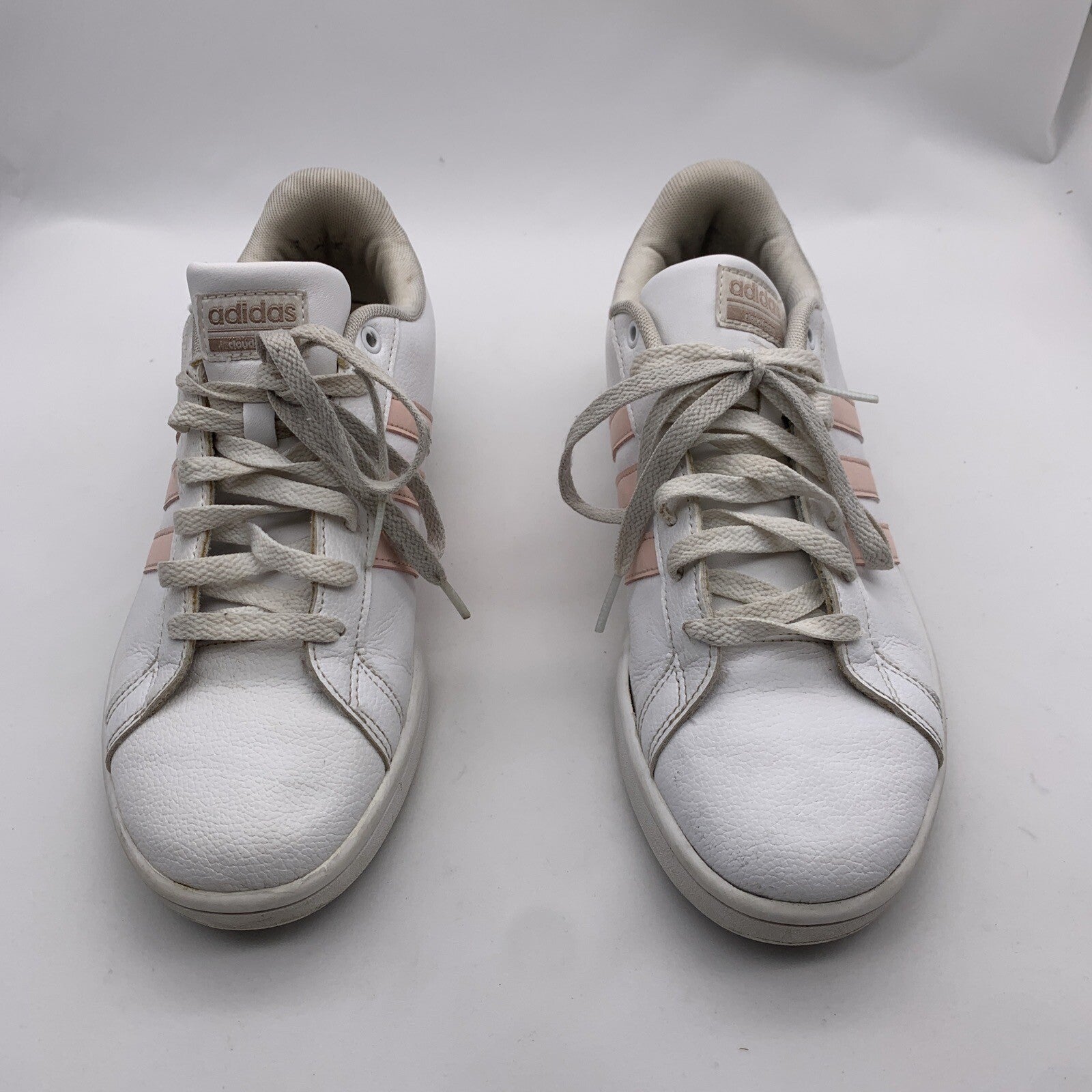 Adidas Womens Advantage Cloudfoam AQ0527 White Leather Sneaker Shoes Size 9