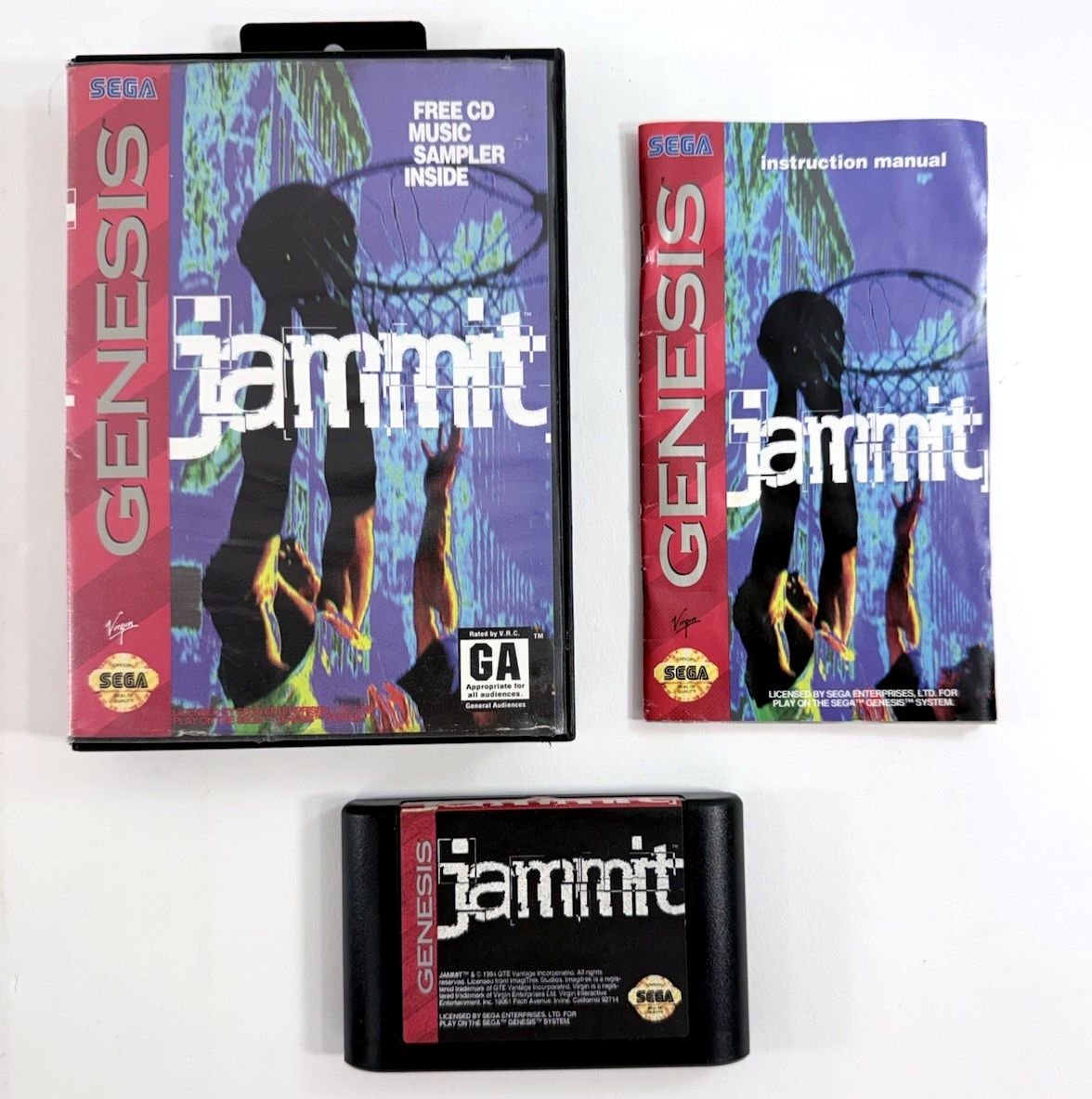 Jammit (Sega Genesis, 1994) Game Case Manual - Tested and Working