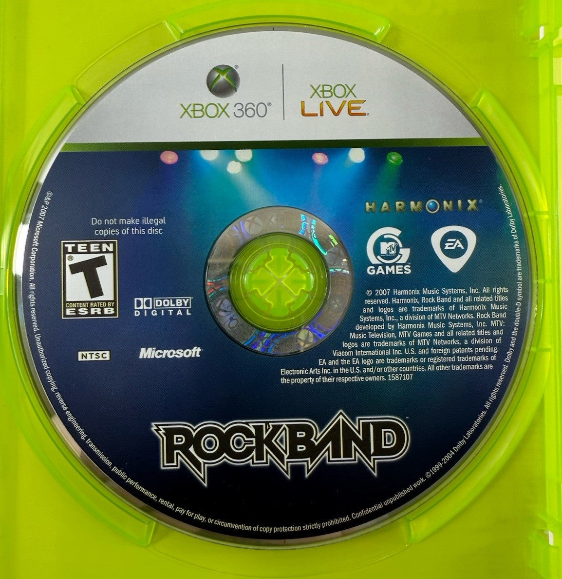 Rock Band (Microsoft Xbox 360, 2007) Game Case Manual - Tested and Working