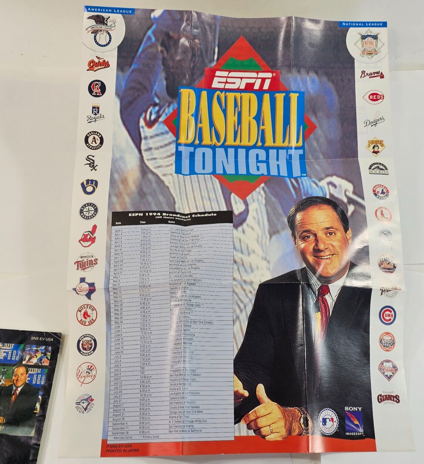 ESPN Baseball Tonight (Super Nintendo, 1994) Game Box Manual Poster - Tested