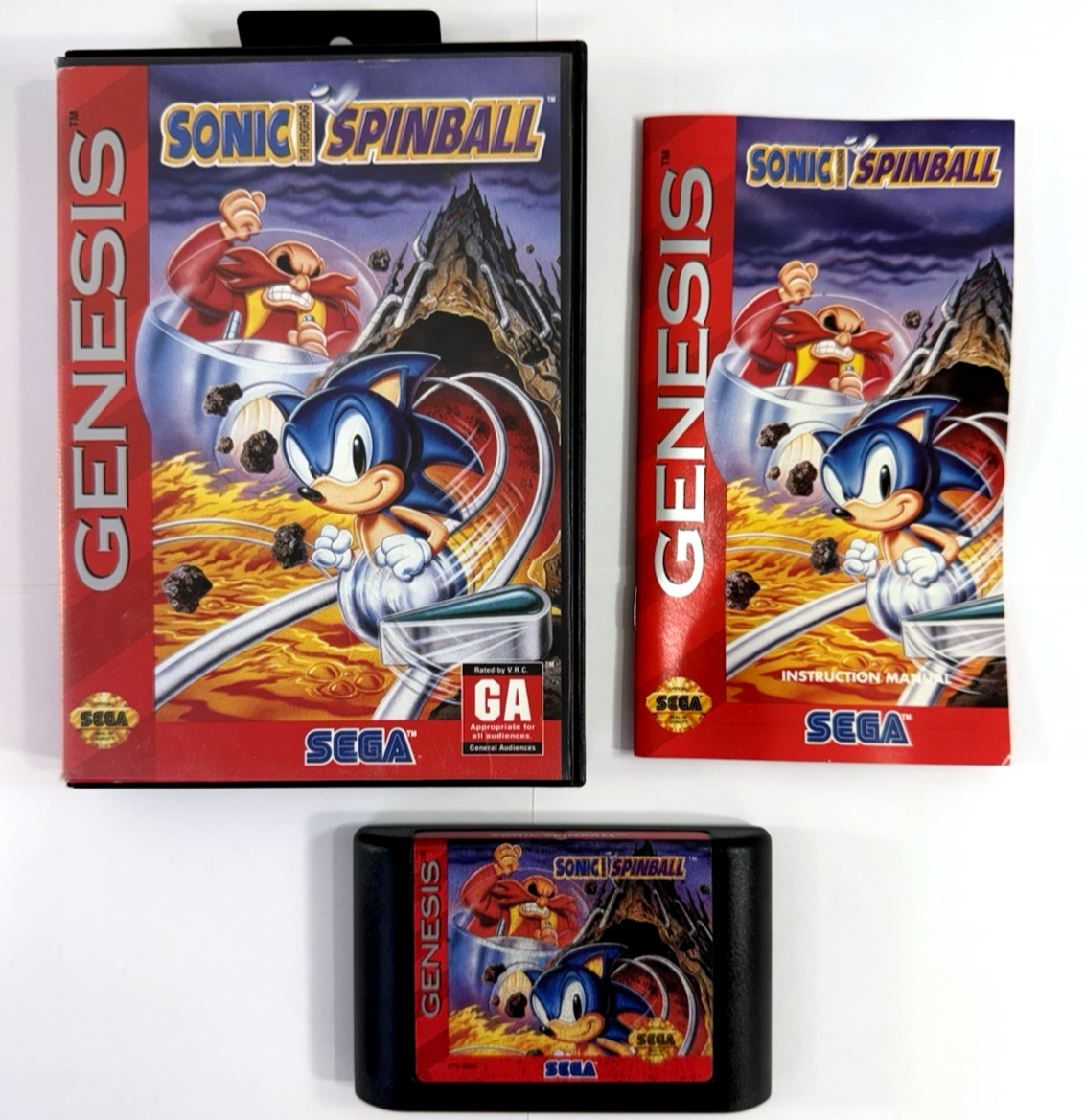 Sonic Spinball (Sega Genesis, 1993) Game Case Manual - Tested and Working