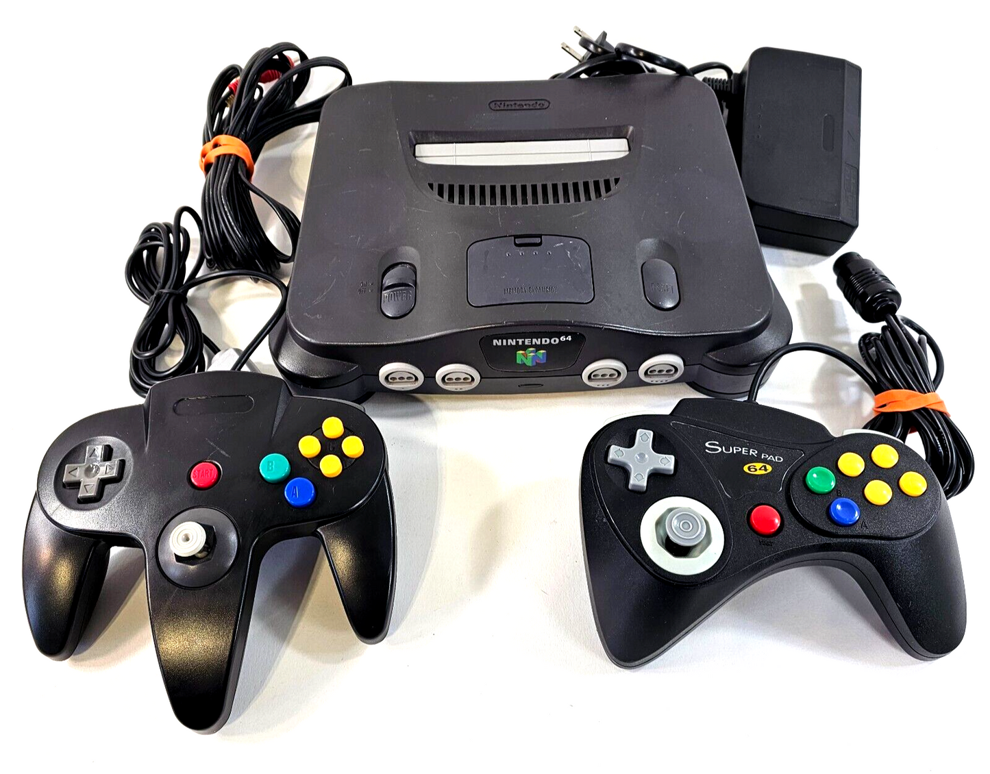 Nintendo 64 System 32MB Home Console NUS-001 - Two Controllers - Cords - TESTED