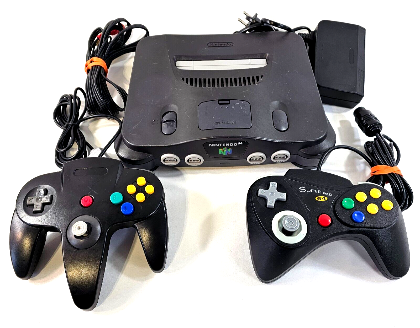 Nintendo 64 System 32MB Home Console NUS-001 - Two Controllers - Cords - TESTED